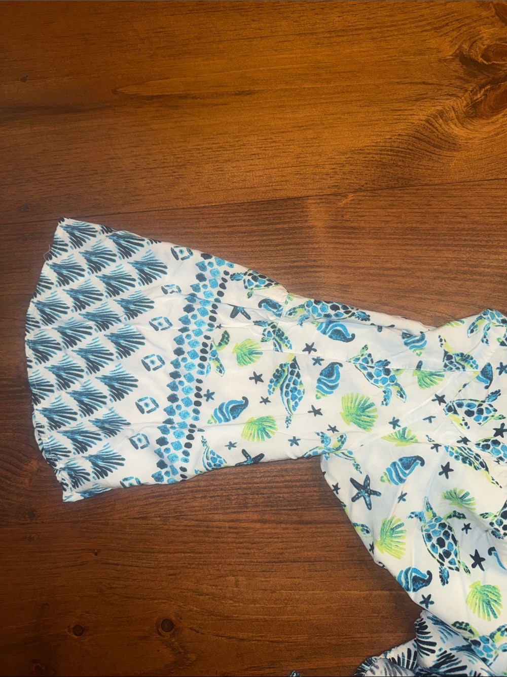 crown & ivy White Blouse with Blue and Green Nautical Print - Picture 5 of 6